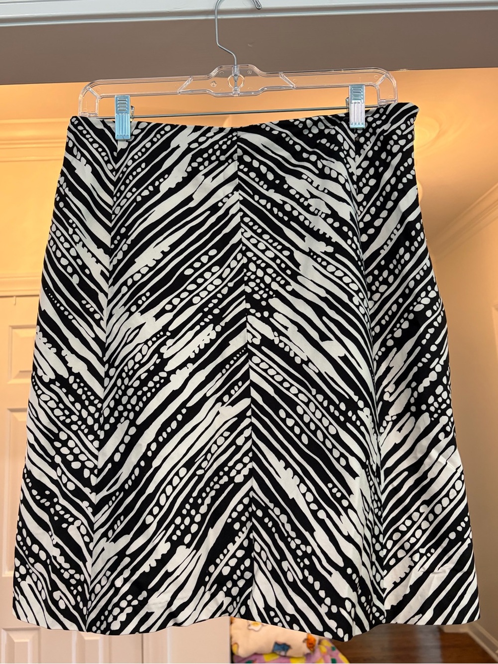 Black & White Patterned A-Line Skirt